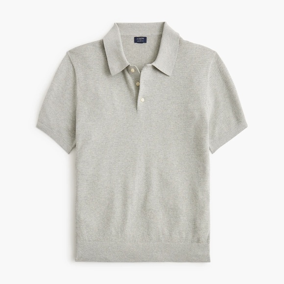 New J.CREW Size M Basketweave Cotton Sweater Polo in Gray Heather $98 CI774 - Picture 3 of 6